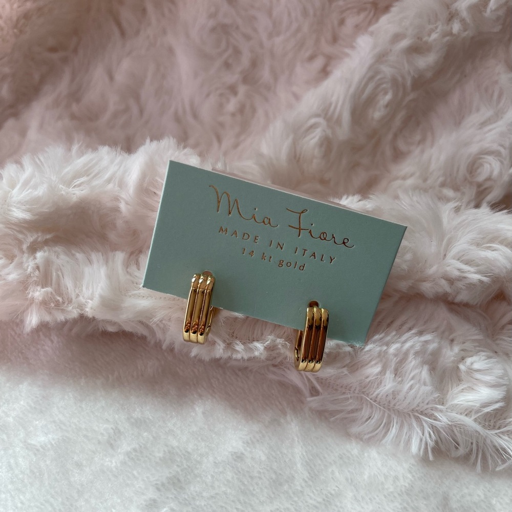 MIA FIORE Made In Italy 14kt Gold Lined Rectangular Huggie Earrings